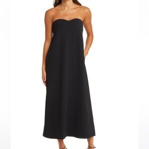 Open Edit Strapless Sweetheart Neckline Pocket Dress